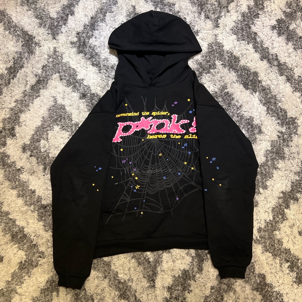 Spider hoodie pink and black